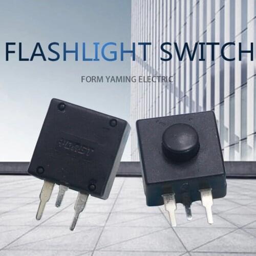 20pcs Flashlight Switch Push Button Three Pins Side 12x12mm Two Open One Close ON-OFF-ON Black