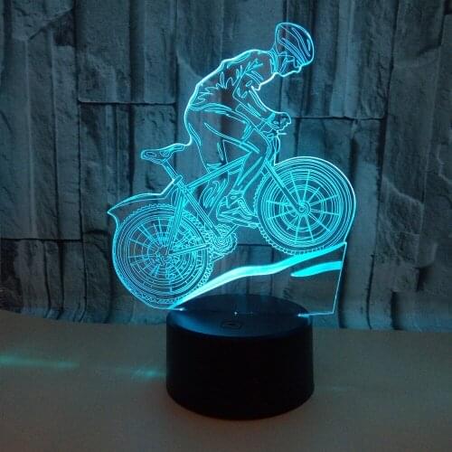 Mountain Bike 3d Lamp Seven-color Touch 3d Led Visual Table Lamps Riding Bike Night Table Moderne Desk Lamp