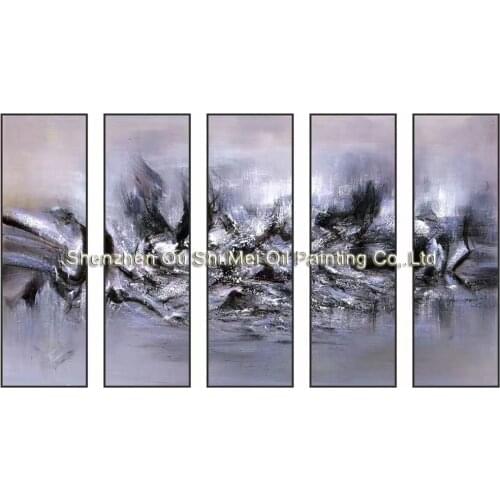 Hand Painted 5pcs Abstract Oil Paintings Group of Mountain Paintings on Canvas For Living Room Decor Creative Art Pictures