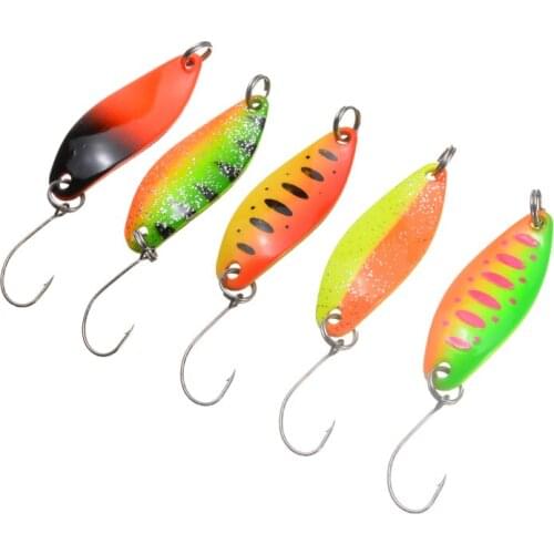 5Pcs Sequin Willow Leaves Trout Blinker Hard Baits Trout Blinker Hard Baits With Single Hook Fishing Lures