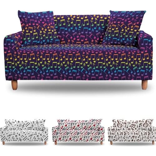Musical Note Stretch Sofa Cover 1/2/3/4 Seats For Living Room Dust-proof Elastic Slipcover All-Inclusive Couch Covers