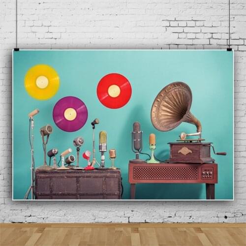 Color Glue and Phonograph Background Portrait Photography Indoor Party Photozone Decor Backdrops Photocall Studio