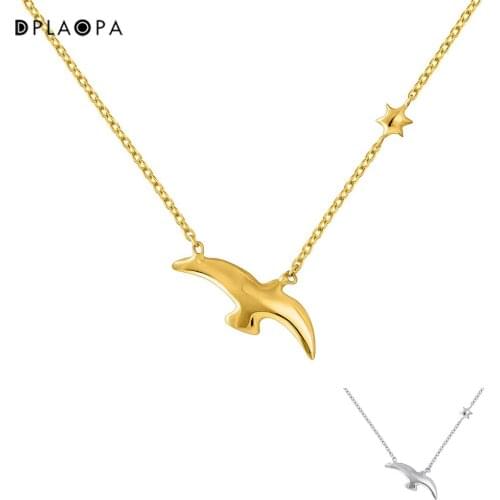 DPLAOPA 925 Sterling Silver Gold Plated Silver Bird and Star Motif Necklace Long Chain Luxury Women Weddng Jewelry Wholesale