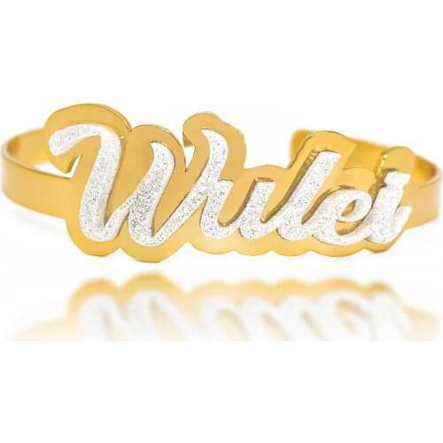 DUOYING 2021 Fashion Hiphop Custom Bracelet Personlized Name Ring Stainless Steel Women Acrylic Ring and Bracelet Set Cute Gift