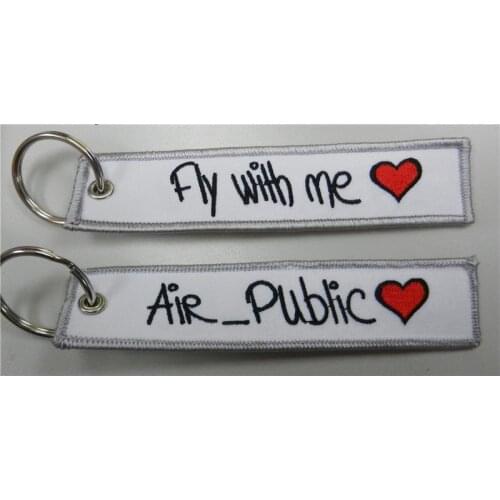 Fly With Me Air Public Keychain with Customized Embroidered Logo, Accept Any Color and Size