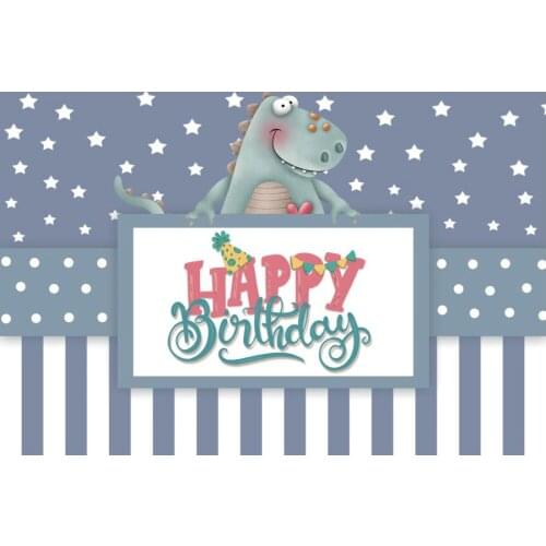 Happy Birthday Backdrop Navy Blue Photography Background Holiday Celebration Photo Booth Studio Decor