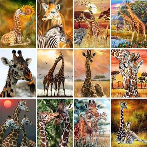 Full Round Diamond Painting 5D Giraffe Diamond Embroidery Animals Cross Stitch Rhinestones Art Handmade Hobby Gift Wall Decor