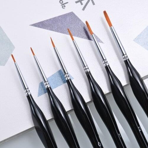 6pcs Wood Detail Paint Brushes Set Nylon Hair Paint Brush Miniature Detail Fineliner Pen Micro Fine For Art Drawing Supplies