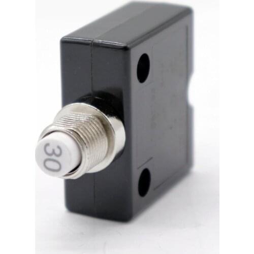 30 Amp Circuit Breaker Push-Button Reset with Quick Connect Terminals and Clear Waterproof Button Cover