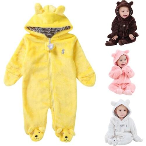 2020 Autumn Winter Newborn Baby Fleece Romper Cute Infant Boys Girls Warm Clothing Long Sleeve Romper Cotton Kids Garments