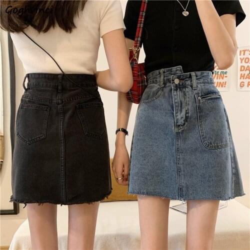 Large Size S-5XL Denim Mini Skirts Women Vintage Asymmetrical High Street Slim Teens Leisure Fur-lines Faldas Hip Retro Stylish