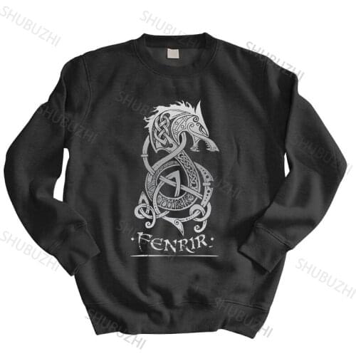 Men autumn sweatshirt black hoody Viking Loki Son Fenrir hoodies for Men The Wolf of Norse Mythology male brand tops euro size