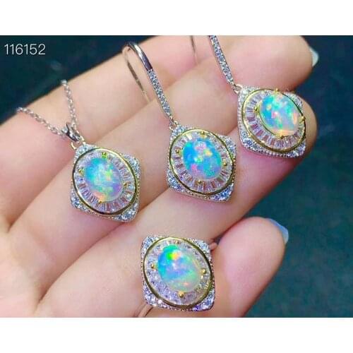 100% NATURAL ETHIOPIAN WELO FIRE OPAL 925 silver Ring Pendant Earring Set