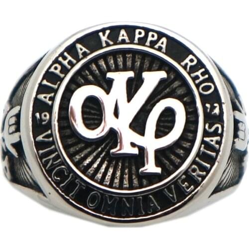 ALPHA KAPPA RHO Unisex 316L Stainless Steel VINCIT OMNIA VERITAS AKP Newest Ring