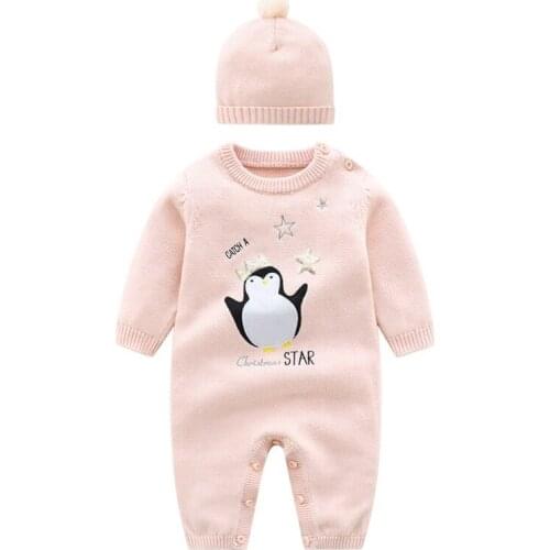 New Baby Clothes Boys Girls Romper Printed Long Sleeve Cotton Romper Autumn Kids Jumpsuit with Hat CQR008