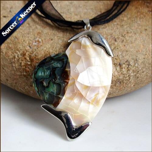 New Natural Mother of Pearl Shell Heart Necklace Pendants Jewelry New Fashion Bijoux Women Leather Chain Necklaces SKA30