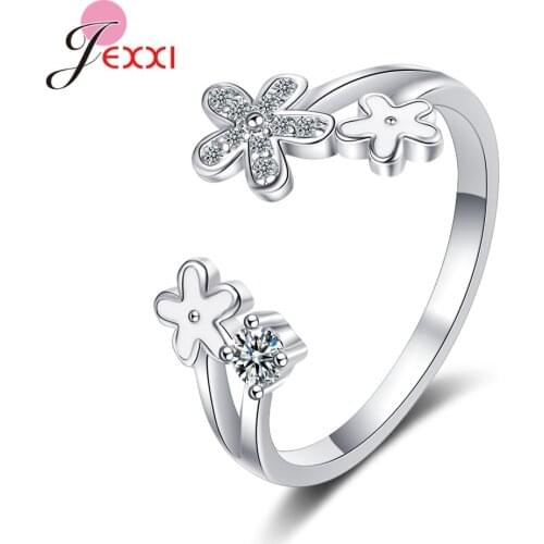 New Sizeable Finger Rings For Women Girls Fast Shipping 925 Sterling Silver Flower Rings For Wedding Engagement Decoration