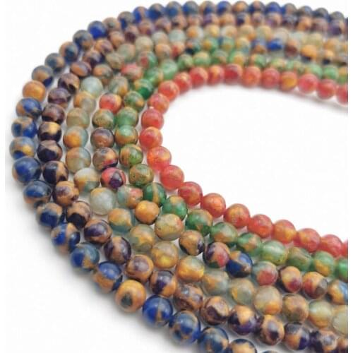 Wholesale Fashion Natural Jewelry Multicolor The Emperor Pine Gold Beads Loose Stone Jewelry Beads 6/8mm DIY Bracelet Necklace