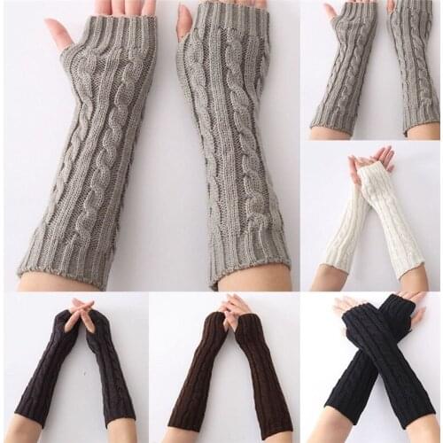 Fashion 2019 Women Winter Warm Wrist Arm Knitted Long Fingerless Gloves Mittens Knitted Hand Warmer Gloves Mittens New Arrival