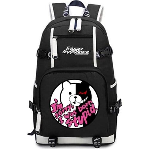 Danganronpa Monok Backpack School Bags Bookbag Laptop Shoulder Travel Bags Naegi Makoto Nanami ChiaKi Teenagers Rucksack Gift