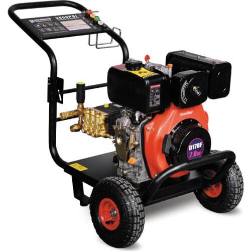 2500DF all copper washing plunger pump car wash machine 178FE High Pressure Washer Driven by Diesel Motor Engine 170bar 14LPM