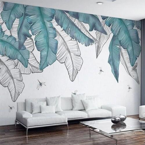 Custom Mural Wallpaper Modern Minimalist Hand Painted 3D Watercolor Plant Leaves Fresco Living Room Bedroom Papel De Parede 3 D