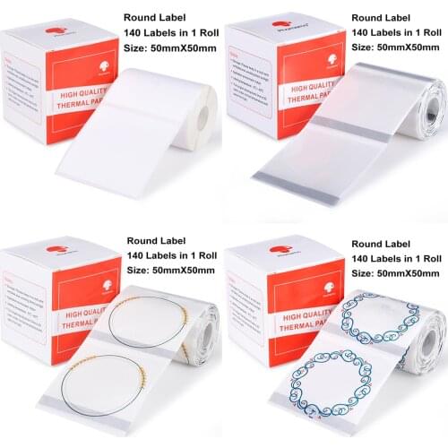 Phomemo M110/M110S/M200 Printer Clear Circle Label 50x50mm Black on Clear Wheat Icon Thermal Label For Barcode Label DIY Logo