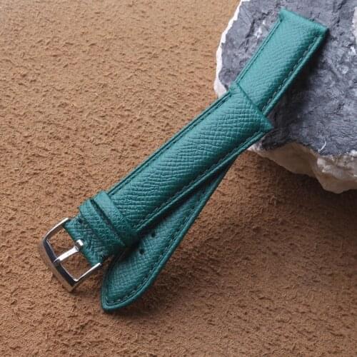 Genuine Calfskin Leather Watch Strap Green Lizard Grain Flexible Durable Breathable for Male Female 18mm 20mm Litchi pattern new