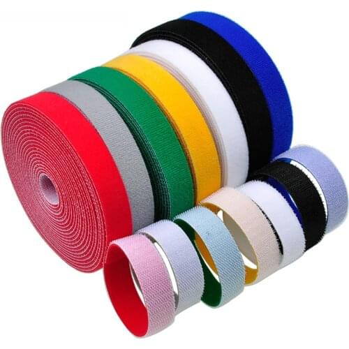 1Meter Wide 10mm Color Self Adhesive Cable Ties Reusable Fastening Tape Hooks Loops DIY Seals