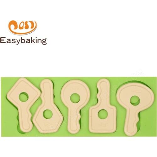 5 keys Shape Silicone Lace Mold Hand-carved Chocolate Fondant Cake Decorating Tools DIY Baking Mould for Cookie Plaster