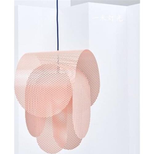 Nordic Modern Pink Hollow Iron Pendant Lights Childrens Room Deco Lamps Living Room Bedroom Shop LED Hanging Lights Lighting
