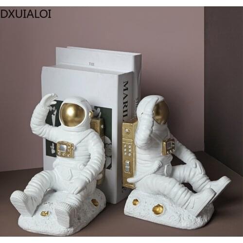 DXUIALOI Nordic Creative Astronaut Bookend Decoration Resin Crafts Decoration Desktop Storage Office Study Home Decoration