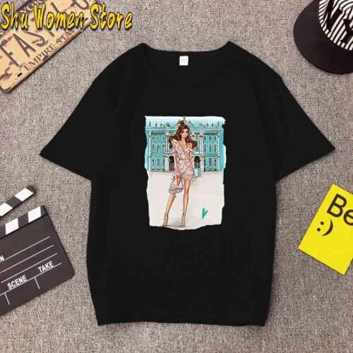 Cute Cartoon T Shirt Summer New Moon Fashion T-Shirt Women Harajuku Short Sleeve Fun Ulzzang Tshirt Female y2k aesthetic