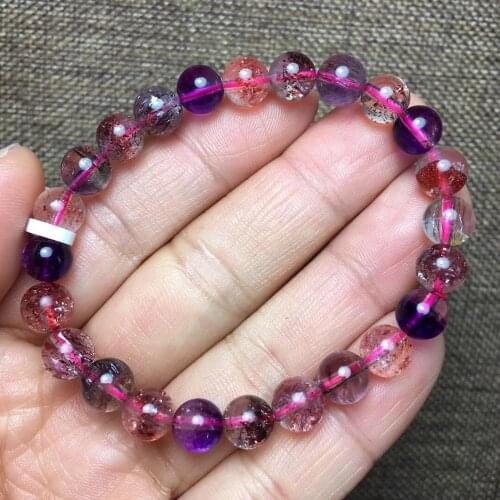 Top 7.5mm Natural Lepidocrocite Rutilated Bracelet Women Super Seven Melody Crystal Round Beads Stretch Fashion Jewelry AAAAAA