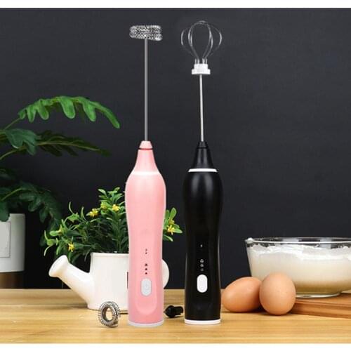 Milk Frother Foam Maker for Coffee Milk Foamer Frother Mini Blender USB Rechargeable with 2 Stainless Steel Whisks