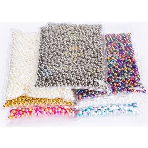 Pearls 850Pcs-14000pcs/Bag Multi Colors No Hole ABS Imitation Pearl Beads Round Loose Beads for DIY Jewelry Making Supplies