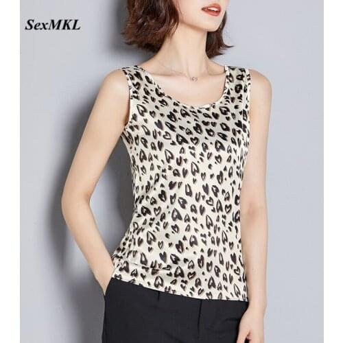 Plus Size Printed Chiffon Blouses Womens 2020 Elegant Summer Sleeveless Ladies Tops Leopard Korean Clothing Loose Sexy Blouse