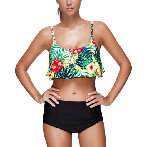 Womens Swimwear Two-pieces Floral Printing High Waist Bikini Swimsuit Beachwear Womens Bathing Suit S M L XL XXL XXXL
