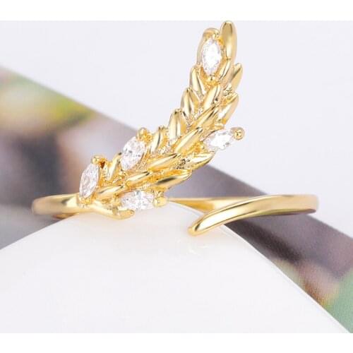 Trend Charm Ring For Women Fashion Luxury Crystal Gothic Princess Wheat Ring Female Statement Wedding Party 2021 Jewelry Gifts