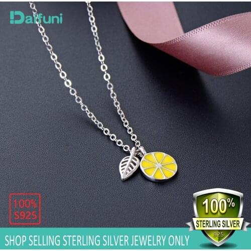 Women Necklace Cartoon Fruit Choker Necklaces&Pendants For Girls Children S925 Sterling Silver Orange Chain Fashion Jewelry Gift