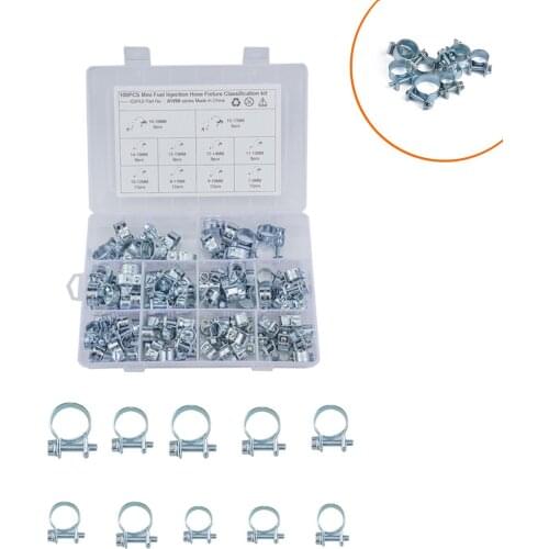 Zhi-100 Mini Clamp, Carbon Steel Galvanized Fuel Pipe Hose Clamp Set of 10 Specifications