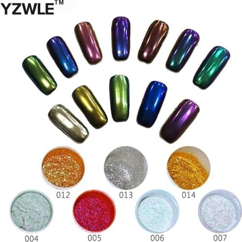 WUF 1g/box Shinning Mirror Nail Glitter Powder holographic Gorgeous Nail Art Chrome Pigment Glitters Dust Nail Art Decoration