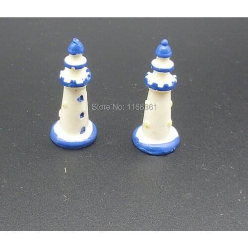 1pcs/lot Resin blue pagoda lighthouse 32mm Ornaments Micro landscape Ornaments Creative Home Gardening Decorations A006-3