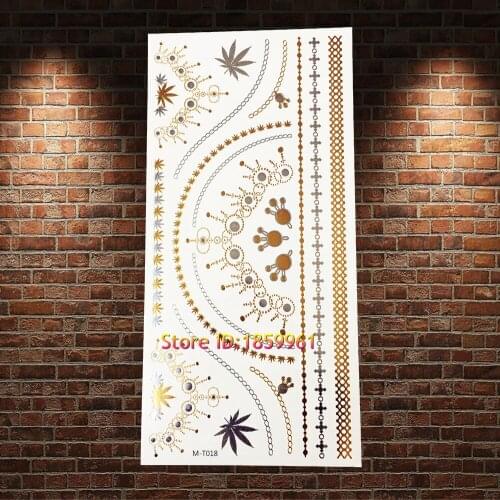 1PC New Collection Peacock Feather Tattoo Self Adhesive AGM-T007 Sexy Women Makeup Summer Style Fake Flash Gold Tattoo Stickers