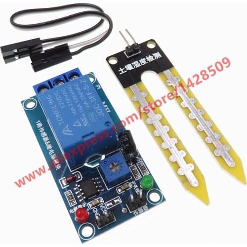 1pc 12V Soil Thermometer Detection/Moisture Sensor Relay Control Module Start Below Humidity Switch Automatic Watering