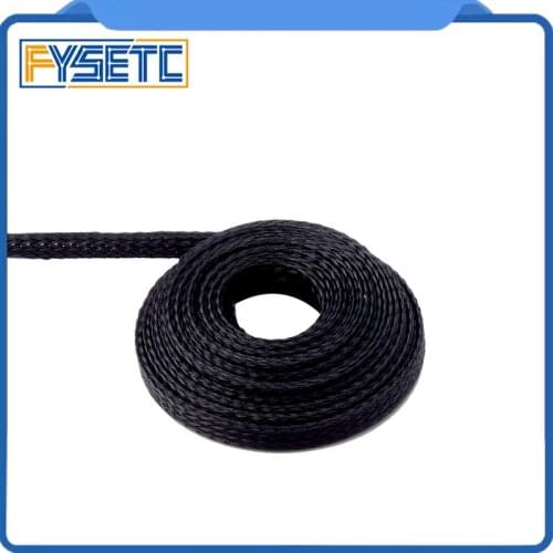 2Meter 6mm/8mm/10mm Dia Expandable Braided PET Premium Cable Sleeve Black Certification ROHS 3D Printer Accessories