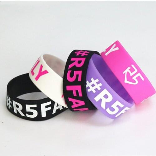 Fashion 25PCS R5 Family Silicone Wristband 1" Wide Band Rubber Bracelets&Bangles For Music Concert Adult Size Jewelry Gift SH091