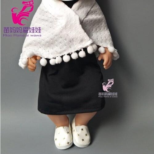 43cm baby doll black dress and winter wite shawl for 18 inch dolls cloth suit for 18 inch doll girls play house gift