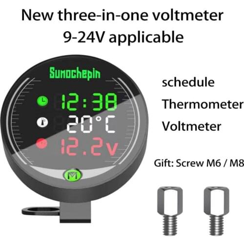 5-In-1 Motorcycle Modified Water Temperature Meter Time Voltmeter 12V Chronometer USB Mobile Phone Waterproof Charging