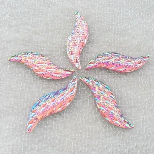 8pcs Leaf Shape Crystal AB Flat Sew On Rhinestone With 2 holes for Garment Accessories Sew on Stone Buttons -B884